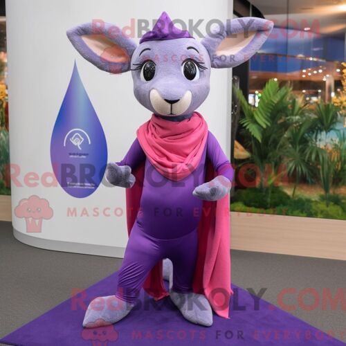 Mascotte Redbrokoly De Kangourou Violet Personnage Habillé Avec Un Pantalon De Yoga Et Des Écharpes