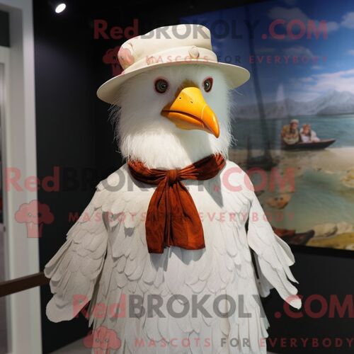 Costume De Mascotte Redbrokoly De Tyrannosaure Rouge Habillé D Un Pantalon Cargo Et De Lunettes