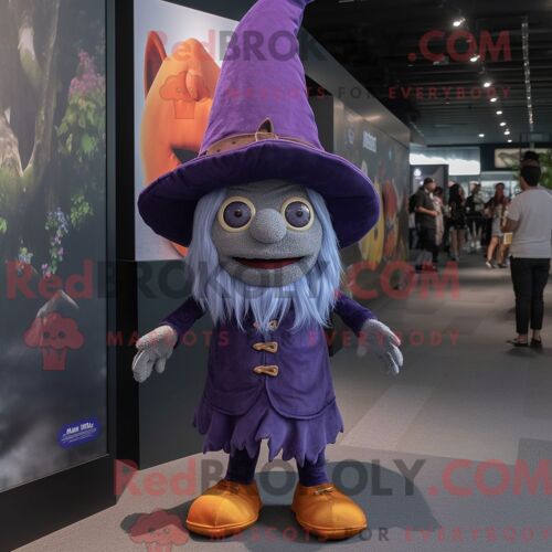 Costume De Mascotte Redbrokoly De Chapeau De Sorcière Violet Habillé D Un Short En Jean Et De Bérets