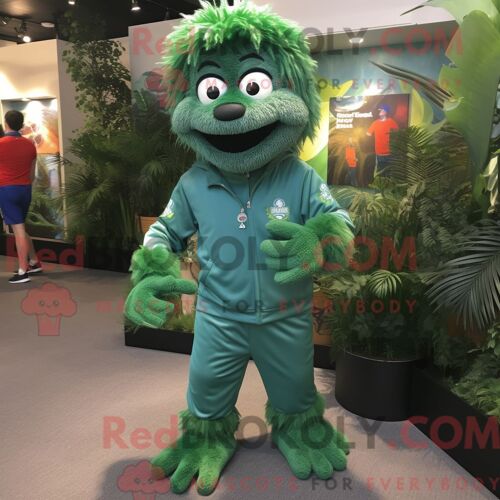 Costume Mascotte Redbrokoly Forest Green But Personnage Habillé Avec Un Bermuda Et Des Boutons De Manchette