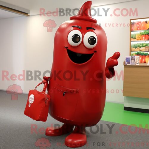 Personnage De Costume De Mascotte Redbrokoly De Pot D Or De Lavande Habillé Avec Une Salopette Et Des Pochettes