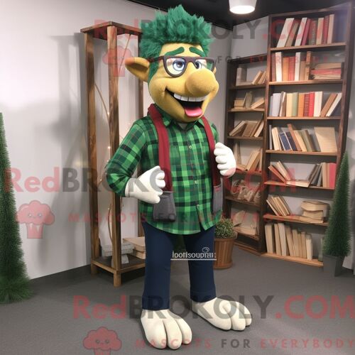 Costume De Mascotte Redbrokoly De Porc-Épic Marron Habillé D Une Veste En Cuir Et D Épinglettes