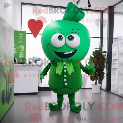 Personnage De Costume De Mascotte Redbrokoly De Lettre D Amour Verte Habillé Avec Un Pantalon De Costume Et Des Porte-Clés