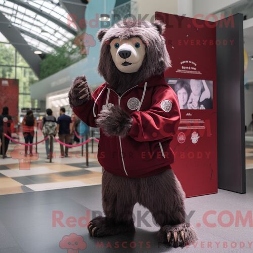 Costume De Mascotte Redbrokoly D Ours Paresseux Marron Habillé D Un Sweat-Shirt Et D Un Porte-Monnaie