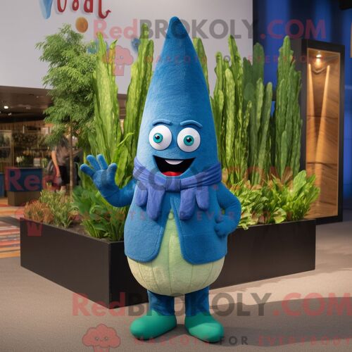 Costume Mascotte Redbrokoly De Pigeon Bleu Ciel Personnage Habillé Avec Un Pantalon Et Des Sacs À Dos