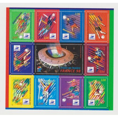 Bloc N°19 Timbres Avec Le Noms Des 10 Stades