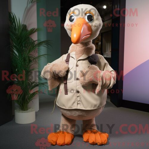 Costume Mascotte Redbrokoly D Épinards Beiges Personnage Habillé Avec Un Sweat À Capuche Et Des Lacets De Chaussures