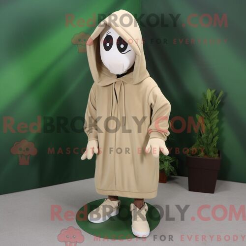 Costume Mascotte Redbrokoly D Épinards Beiges Personnage Habillé Avec Un Sweat À Capuche Et Des Lacets De Chaussures