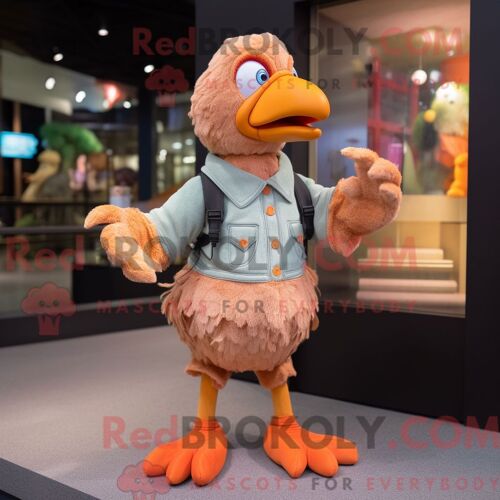 Costume De Mascotte Redbrokoly Peach Dodo Bird Personnage Habillé Avec Un Pantalon Chino Et Des Mitaines