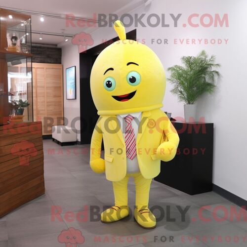 Costume De Mascotte Redbrokoly De Framboise Jaune Citron Personnage Habillé D Un Pantalon De Costume Et De Cravates