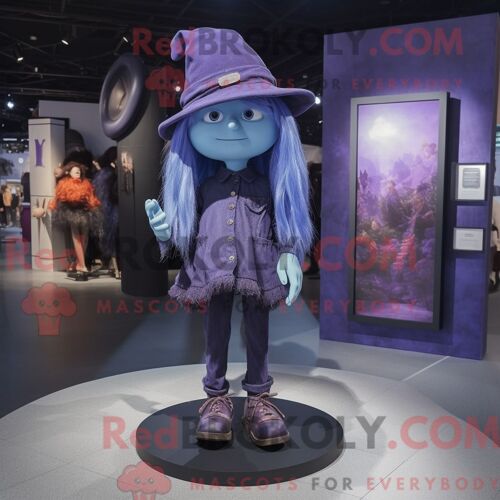 Costume De Mascotte Redbrokoly De Chapeau De Sorcière Violet Habillé D Un Short En Jean Et De Bérets