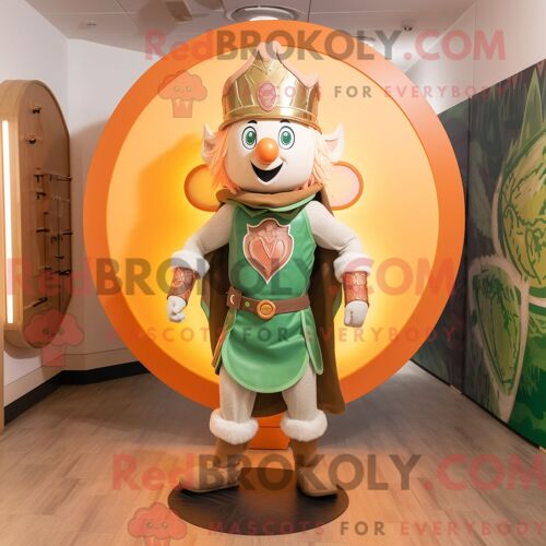 Costume De Mascotte Redbrokoly De Bouclier Celtique De Pêche Habillé Avec Un Pantalon De Jogging Et Des Boucles D Oreilles