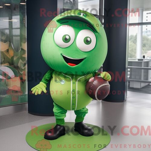 Personnage De Costume De Mascotte Redbrokoly De Balle De Baseball Verte Habillé Avec Un Body Et Des Sacs Messager