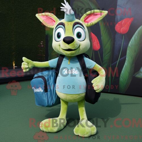 Costume Mascotte Redbrokoly De Cygne Bleu Sarcelle Habillé Avec Un Pantalon De Jogging Et Des Lacets De Chaussures