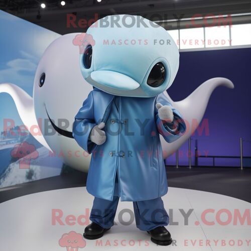 Costume Mascotte Redbrokoly De Ballon De Rugby Bleu Personnage Habillé D Une Robe De Cocktail Et De Coussinets De Pieds