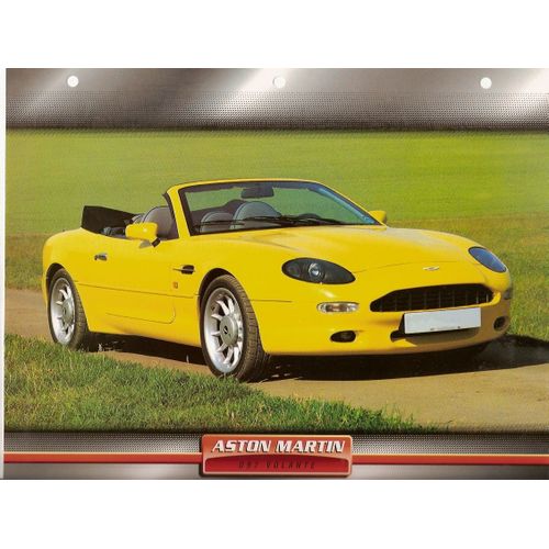 Affiche Aston Martin Db7 Volante Couleur Jaune 22,0 X 28,5 Cm