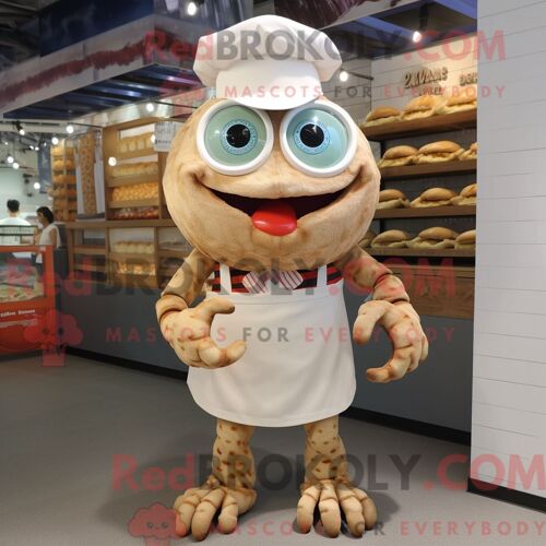 Costume De Mascotte Redbrokoly De Paire De Patins À Glace Crème Habillé Avec Un Jean Boyfriend Et Des Sacs À Main