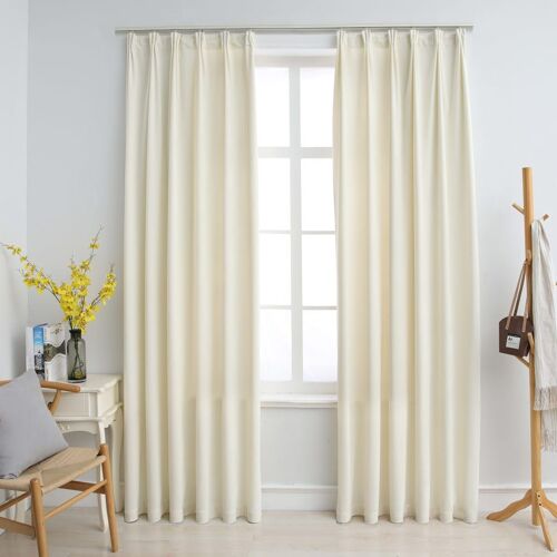 Vidaxl Rideaux Occultants Avec Crochets 2 Pcs Velours Crème 140x175 Cm