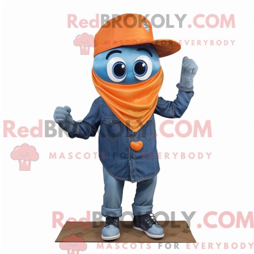 Personnage De Costume De Mascotte Redbrokoly De Jay Bleu Cyan Habillé Avec Une Chemise Habillée Et Des Gants