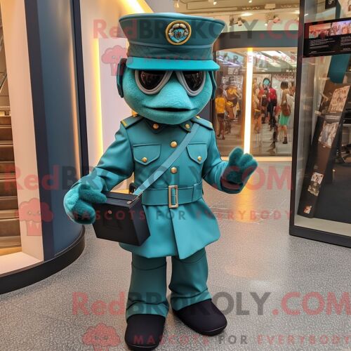 Personnage Mascotte Redbrokoly De Radis Vert Habillé D Une Veste En Cuir Et De Porte-Documents