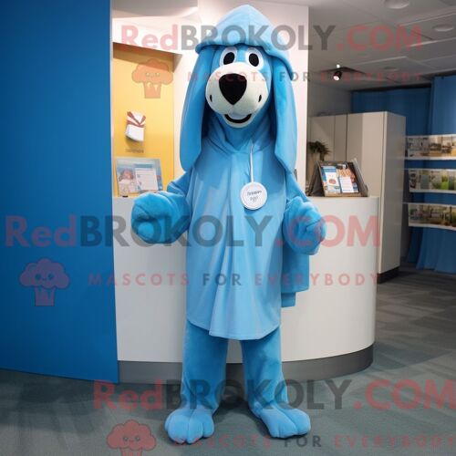 Costume De Mascotte Redbrokoly De Chien Bleu Ciel Habillé D Une Couverture Et De Coussinets De Pieds