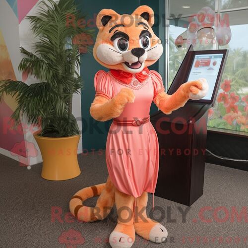 Personnage De Costume De Mascotte Redbrokoly Cyan Pop Corn Habillé Avec Une Robe De Soirée Et Des Bracelets De Cheville