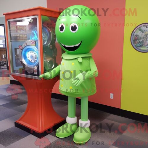 Personnage De Costume De Mascotte Redbrokoly De Gumball Machine Vert Citron Habillé Avec Un Jegging Et Des Épingles À Cravate