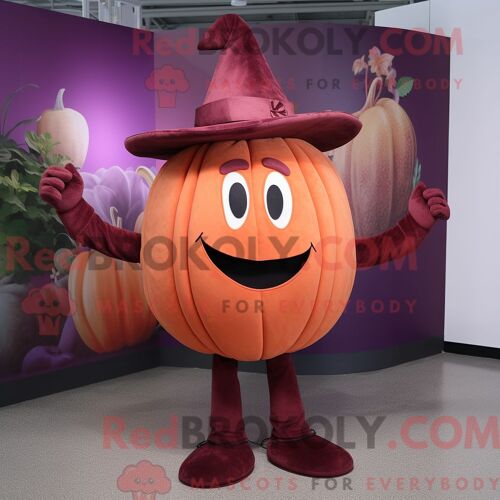 Costume De Mascotte Redbrokoly De Citrouille Marron Habillé Avec Un Body Et Des Chapeaux