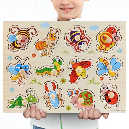 Puzzle 3d En Bois Pour Enfants, Formes Géométriques Colorées, Jouets Éducatifs Montessori