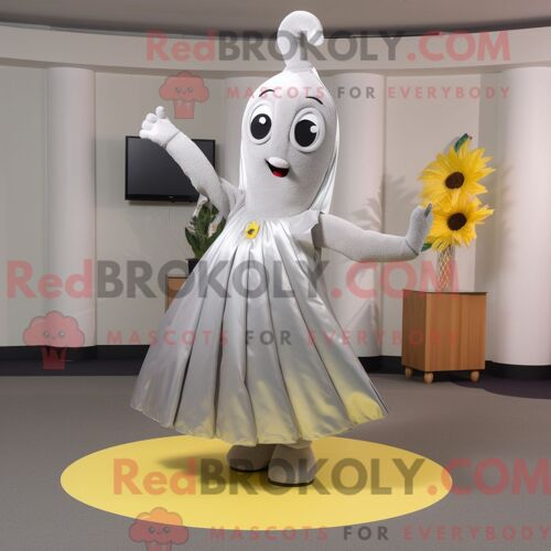 Costume De Mascotte Redbrokoly De Bae Argentée Personnage Habillé Avec Une Jupe Circulaire Et Des Cravates