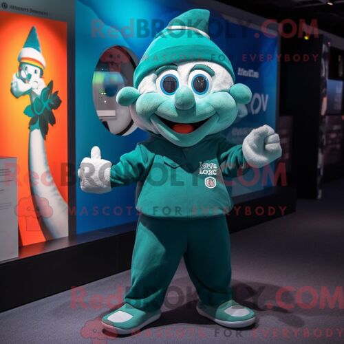 Costume De Mascotte Redbrokoly Du Drapeau Irlandais Bleu Sarcelle Habillé Avec Un Sweat À Capuche Et Des Bretelles