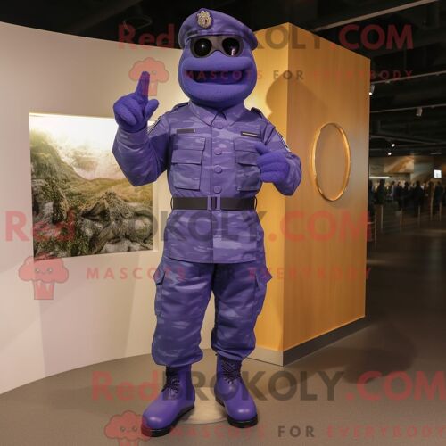 Costume De Mascotte Redbrokoly De Soldat De La Marine Lavande Personnage Habillé Avec Un Body Et Des Coussinets De Pieds
