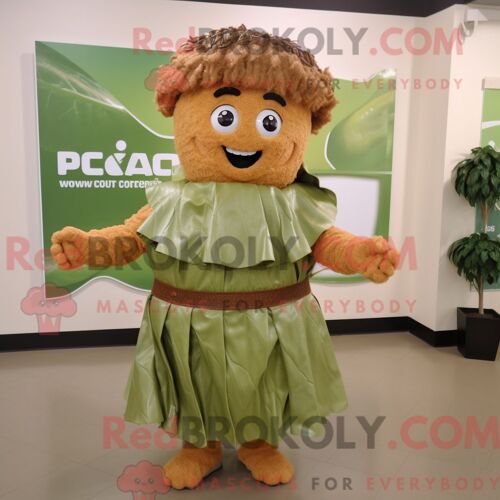 Costume De Mascotte Redbrokoly De Salade César Rouille Personnage Habillé D Une Jupe Portefeuille Et De Pinces À Cheveux