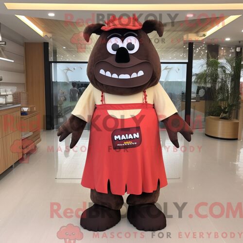 Personnage De Costume De Mascotte Redbrokoly De Bougie Parfumée Aux Olives Habillé Avec Une Robe Et Des Écharpes À Taille Empire