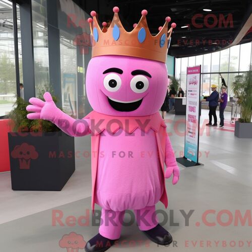 Costume Mascotte Redbrokoly Du Roi Rose Personnage Habillé Avec Un Body Et Des Bonnets