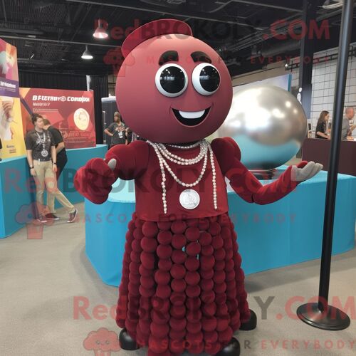 Personnage De Costume De Mascotte Redbrokoly De Boule De Canon Humain Marron Habillé Avec Une Robe Droite Et Des Colliers