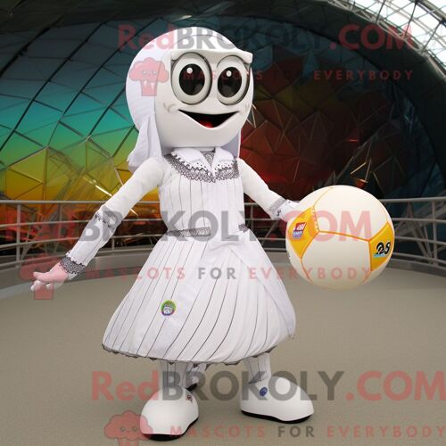 Mascotte Redbrokoly De Boule De Pétanque Blanche Costume De Personnage Habillé Avec Un Bikini Et Des Écharpes