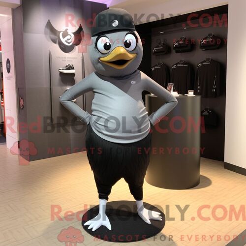 Costume De Mascotte Redbrokoly De Blackbird Argenté Personnage Habillé Avec Un Pantalon Et Une Casquette De Yoga