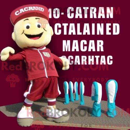 Costume De Mascotte Redbrokoly De Calamars Frits Marron Habillé D Un Maillot De Bain Une Pièce Et De Pinces À Chaussures