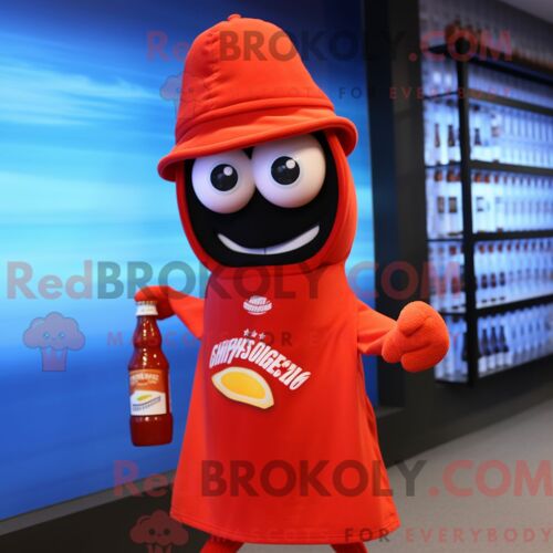 Costume De Mascotte Redbrokoly De Croix Celtique Magenta Personnage Habillé D Une Robe Fourreau Et D Un Porte-Monnaie