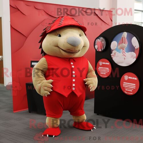 Personnage Mascotte Redbrokoly De La Fée Des Dents Magenta Habillé D Une Jupe Trapèze Et De Montres-Bracelets