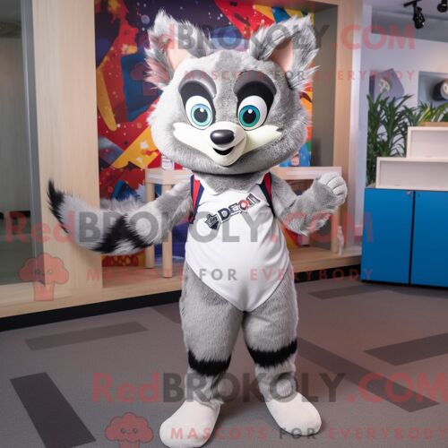 Costume De Mascotte Redbrokoly De Lapin Cyan Habillé D Une Jupe Crayon Et De Gants