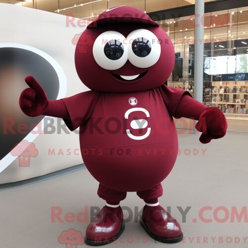 Personnage De Costume De Mascotte Redbrokoly De Boulet De Canon Humain Marron Habillé Avec Une Chemise Oxford Et Des Anneaux