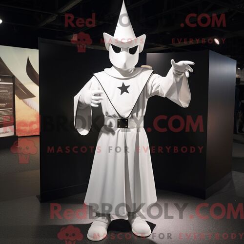 Mascotte Redbrokoly De Magicien Blanc Costume De Personnage Habillé Avec Une Combinaison Et Des Ceintures
