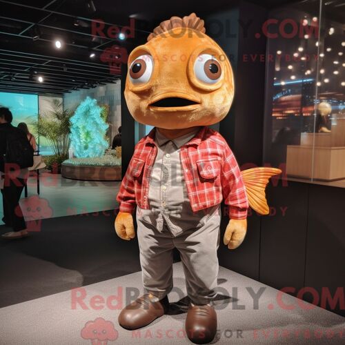 Mascotte Redbrokoly De Personnage De Chèvre Noire Habillée D Un Manteau Et De Bretelles