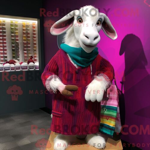 Costume Mascotte Redbrokoly De Bélier Orange Habillé D Un Manteau Et De Colliers