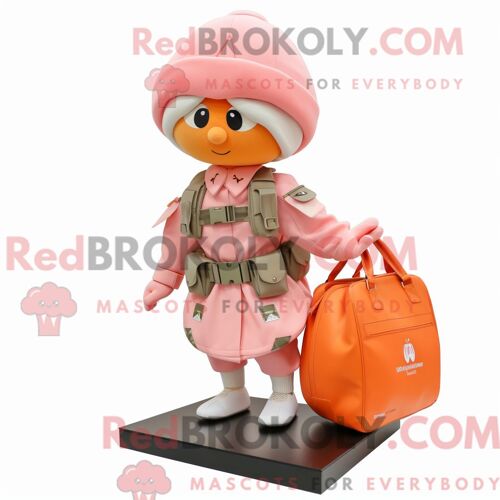 Costume De Mascotte Redbrokoly Peach Para Commando Habillé Avec Une Jupe-Culotte Et Des Sacs À Main