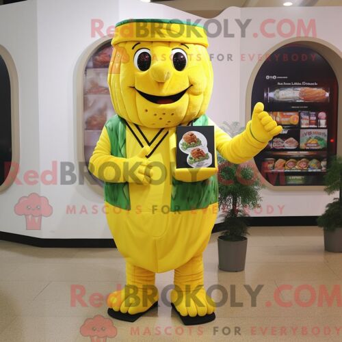 Personnage De Costume De Mascotte Redbrokoly De Crème Glacée Habillé D Une Chemise Henley Et De Coussinets De Pieds