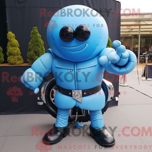 Costume Mascotte Redbrokoly De Tatou Bleu Ciel Habillé Avec Une Mini Jupe Et Des Anneaux