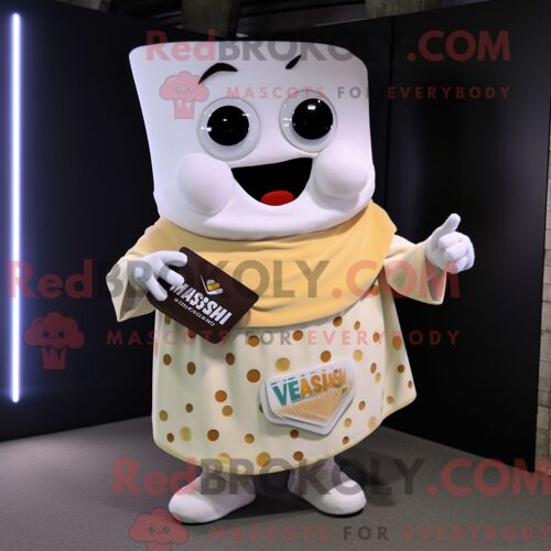 Costume De Mascotte Redbrokoly De Lasagne Crème Habillé D Un T-Shirt À Col En V Et D Un Porte-Monnaie